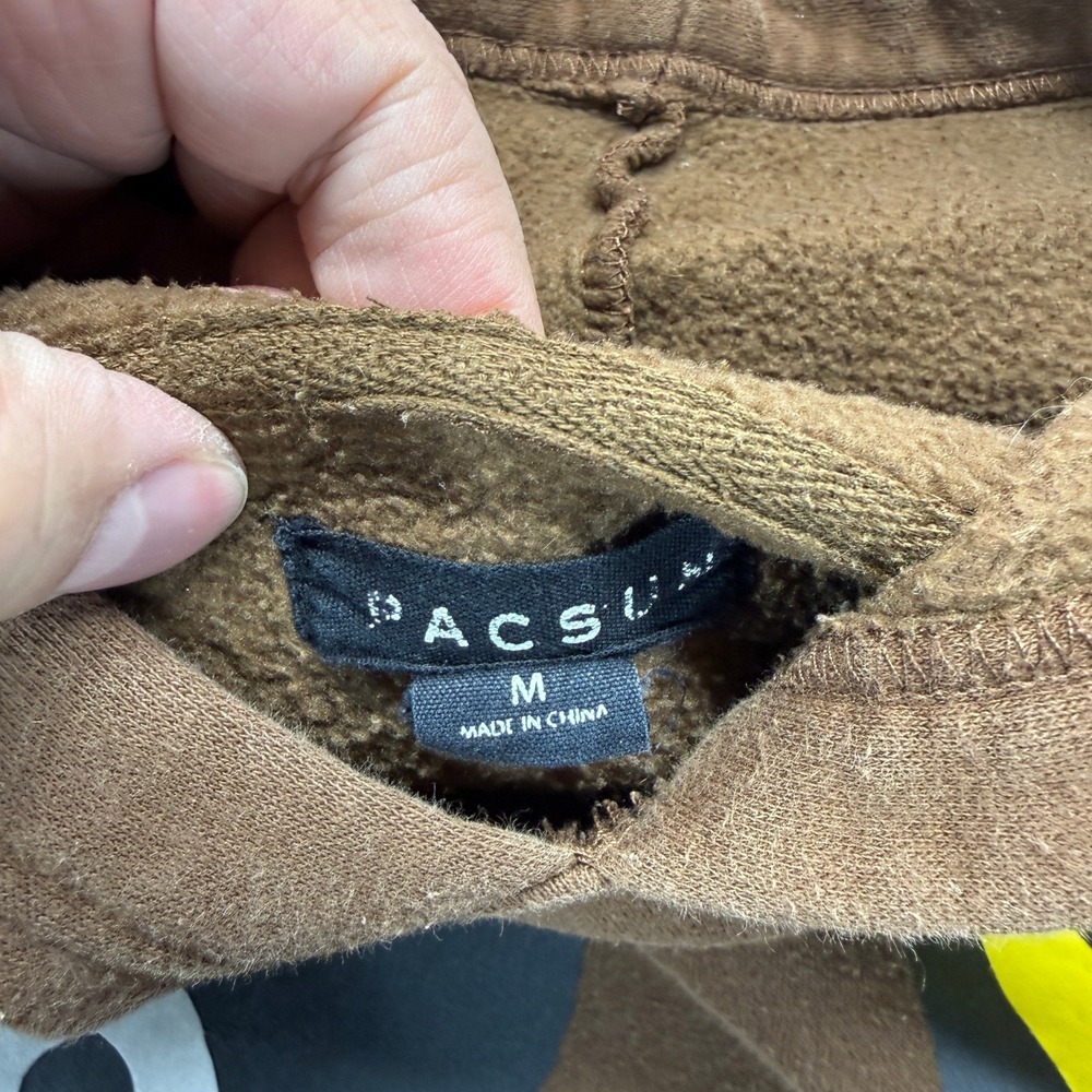 PacSun Sweatshirt Men's Medium Hoodie Brown Smiley Yin Yang One Love Streetwear - Picture 5 of 9